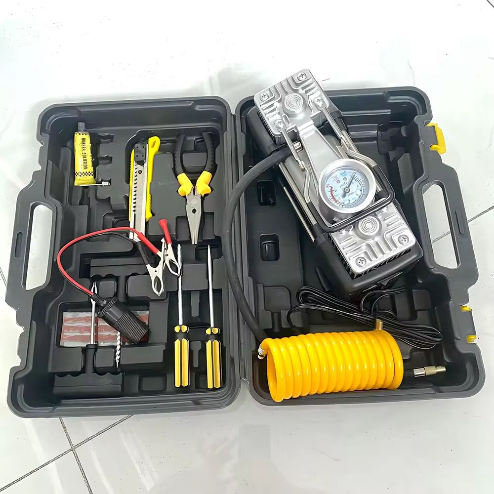 Automatic Double Cylinder Tyre Inflator & Emergency Car Repair Kit